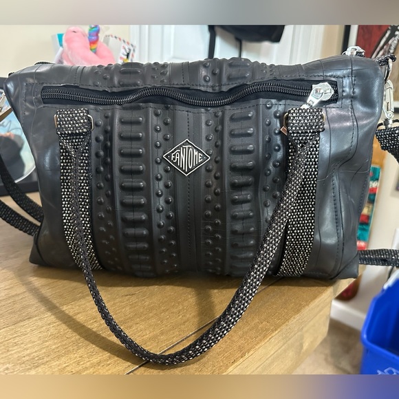 Maison Fantome Recycled Rubber Satchel Purse Adjustable Crossbody Strap Vegan - Picture 6 of 6